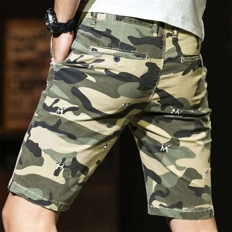 Men's Summer New Camo Shorts Youth Fashion Leisure Slim Fit Pure Cotton Breathable Pants Casual Shorts