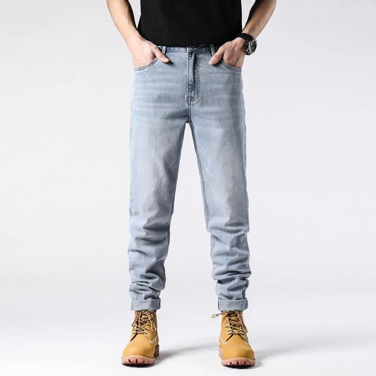 Straight Jeans Tall Guys Students Casual Plus Size 40 Loose Stretched Classic Extra Long Pants Overlong Lengthen Denim Trousers - Orangutan Clothing Ltd