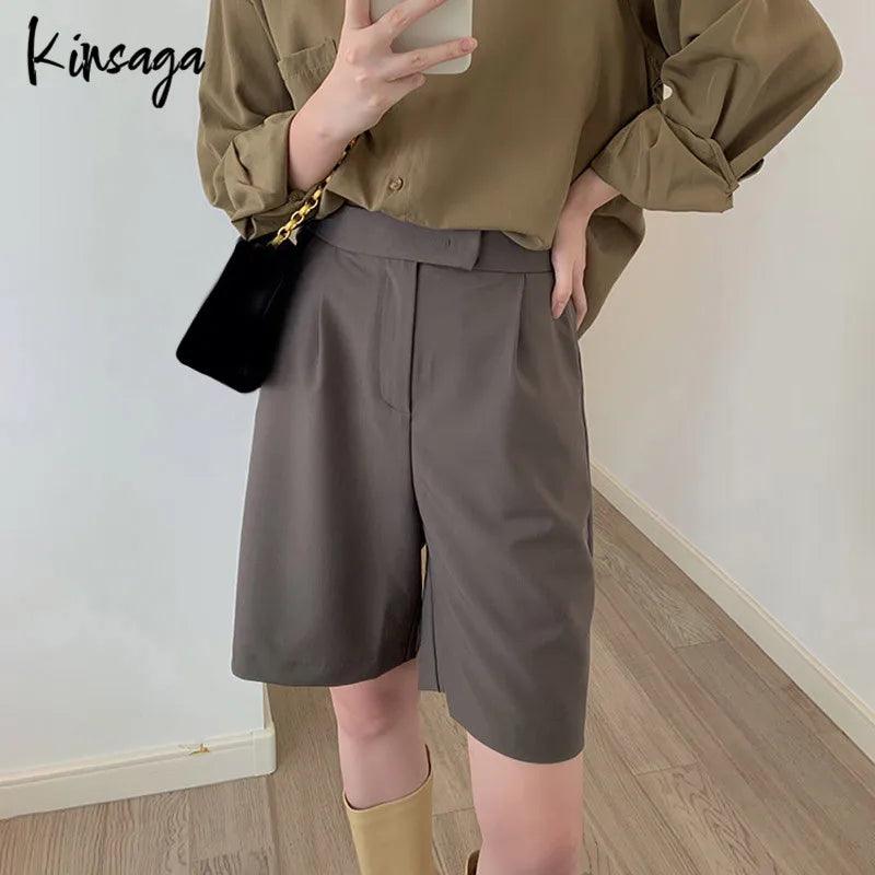 Brown Wide Leg Five Point Knee Length Pant Shorts - Orangutan Clothing Ltd