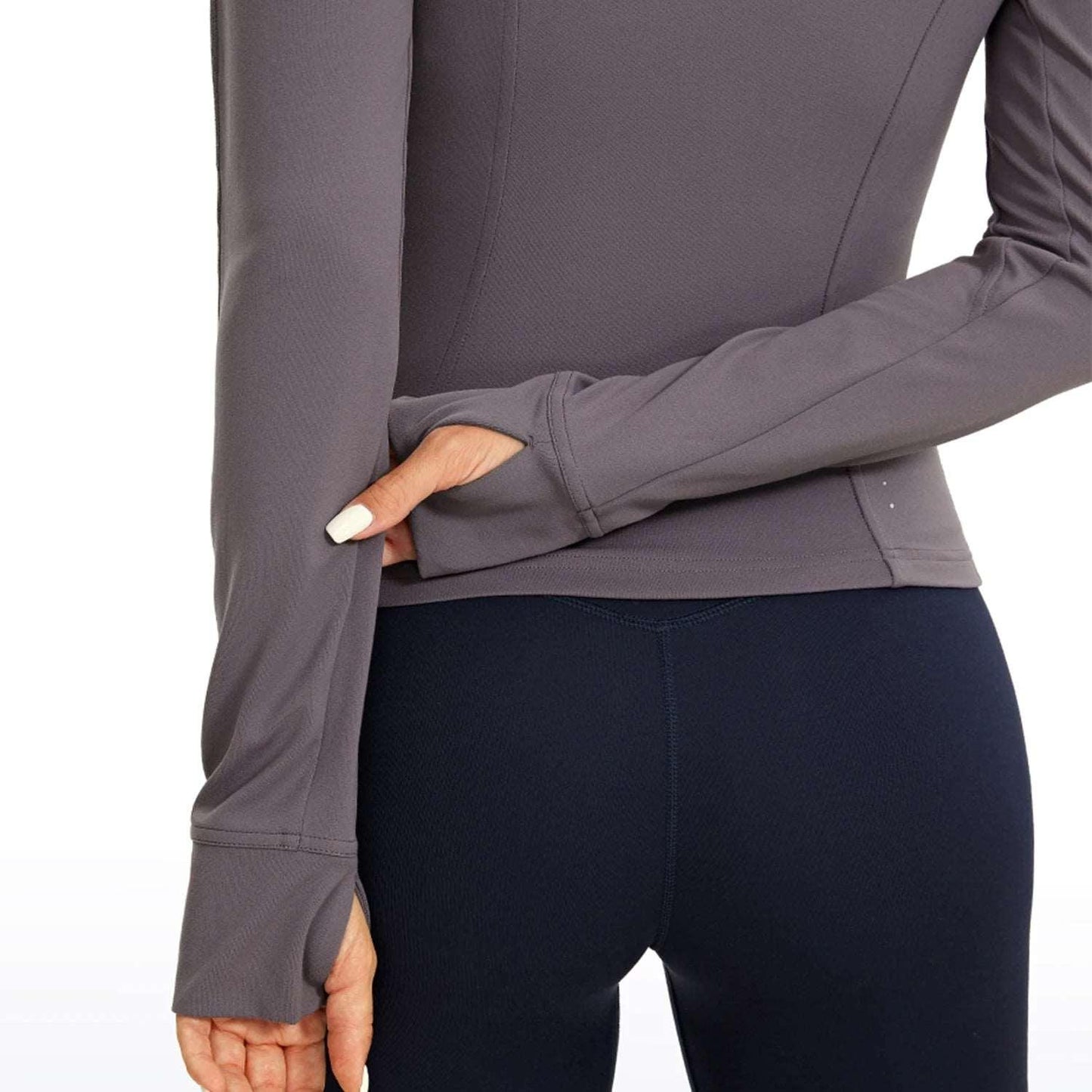 CRZ YOGA Winter Butterluxe Womens Cropped Slim Fit Workout Jackets - Weightless Track Athletic Full Zip Jacket with Thumb Holes