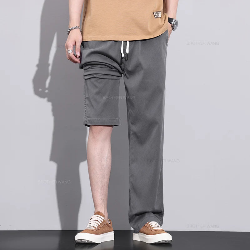 2024 Summer Men's Thin Straight Casual Pants Korean Lyocell Fabric Trousers - Orangutan Clothing Ltd