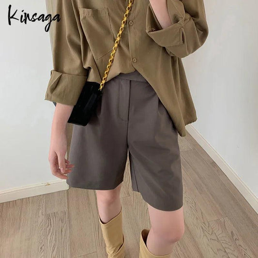 Brown Wide Leg Five Point Knee Length Pant Shorts - Orangutan Clothing Ltd