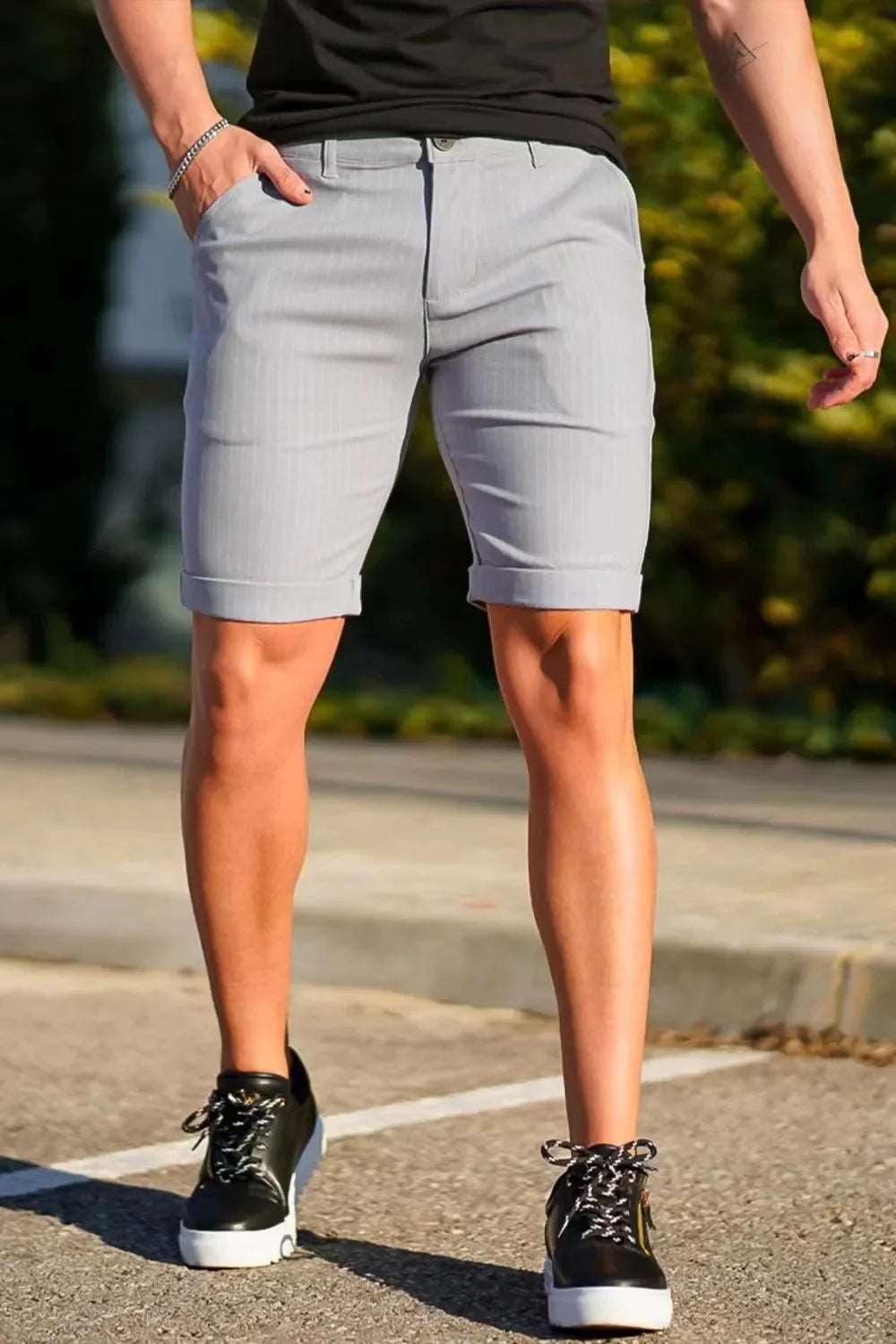 Summer Mens Suit Shorts Slim Fit Four Sided Plaid Casual Mens Shorts