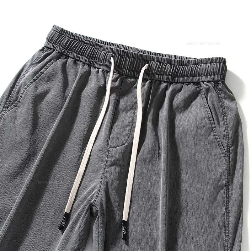 2024 Spring and Summer Men's Thin Straight Casual Pants Korean Hot Selling Stylish Elastic Waist Lyocell Fabric Trousers Male